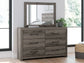 Graystorm Queen Panel Bed with Mirrored Dresser