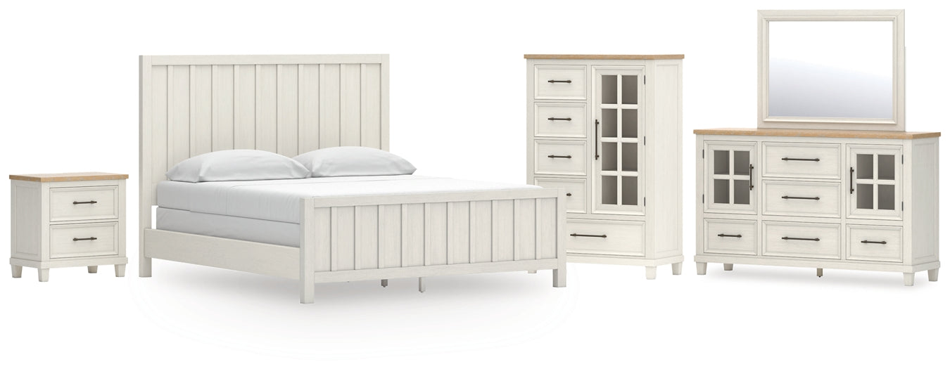 Shaybrock California King Panel Bed with Mirrored Dresser, Chest and Nightstand