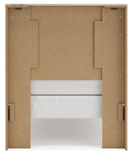 Lawroy Twin Panel Headboard with Mirrored Dresser, Chest and Nightstand