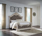 Bruchandi King Upholstered Panel Bed with Mirrored Dresser