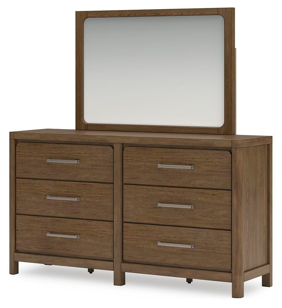 Cabalynn California King Upholstered Bed with Mirrored Dresser, Chest and Nightstand