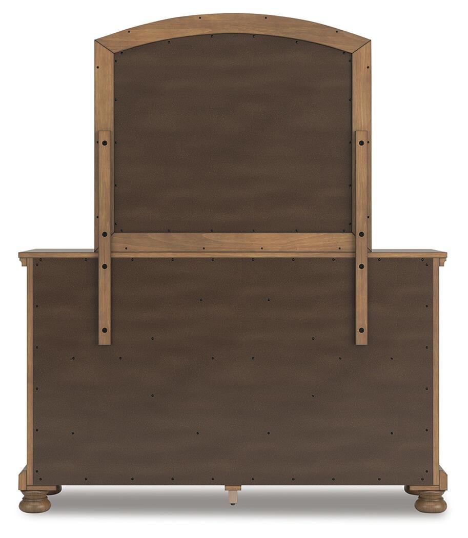 Feddinger California King Storage Sleigh Bed with Mirrored Dresser
