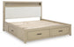 Calmoro Queen Bookcase Bed with Mirrored Dresser and Nightstand