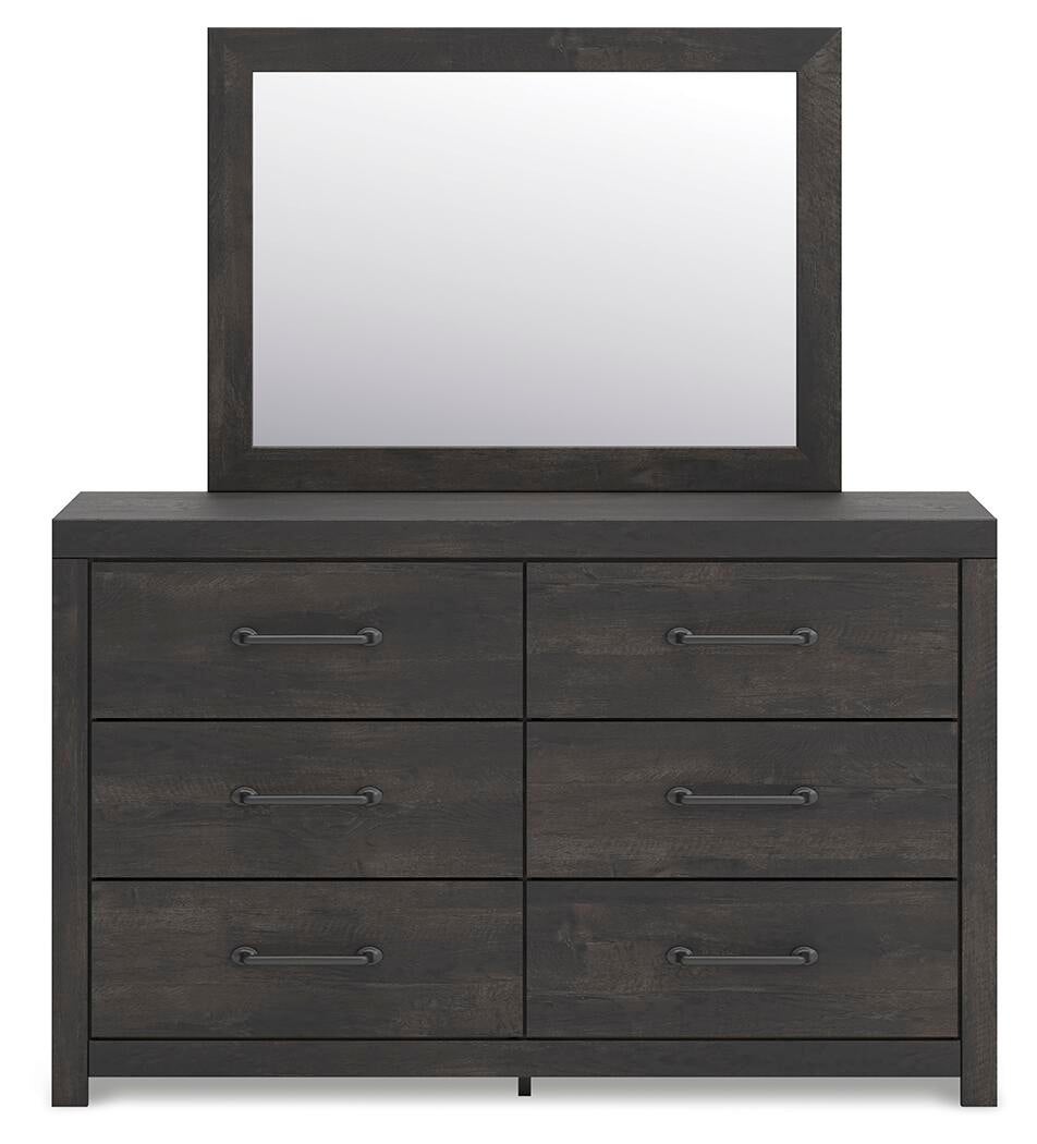 Hollivern Twin Panel Bed with Storage, Dresser, Mirror and Nightstand