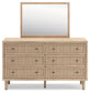 Cielden California King Upholstered Bed with Roll Slats, Dresser, Mirror, Chest and Nightstand