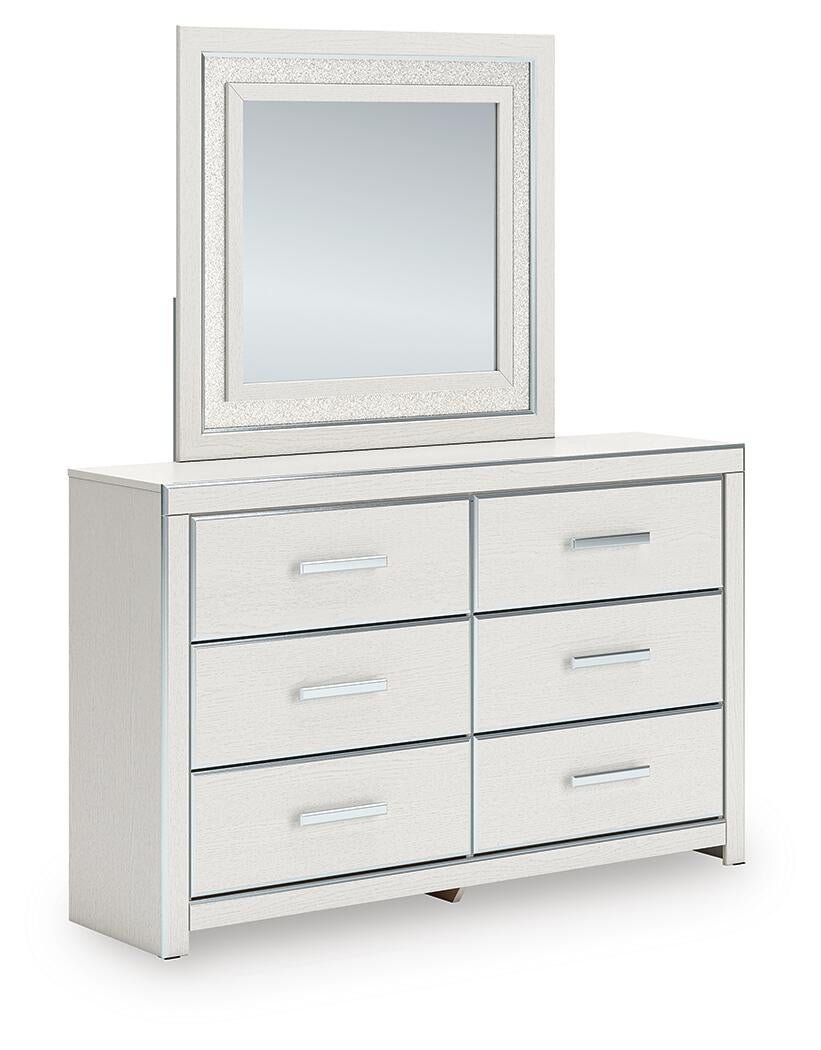 Zuraleus King Upholstered Panel Platform Bed, Dresser, Mirror and Nightstand