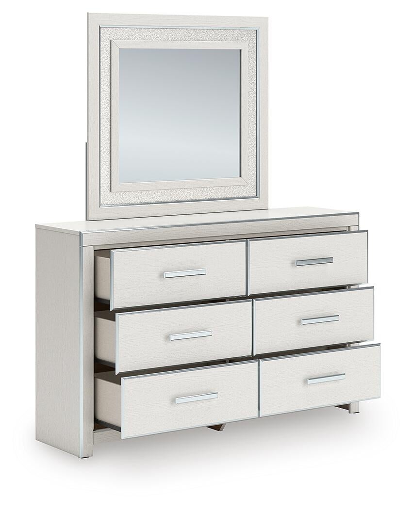 Zuraleus Queen Upholstered Panel Platform Storage Bed, Dresser, Mirror, Chest and Nightstand
