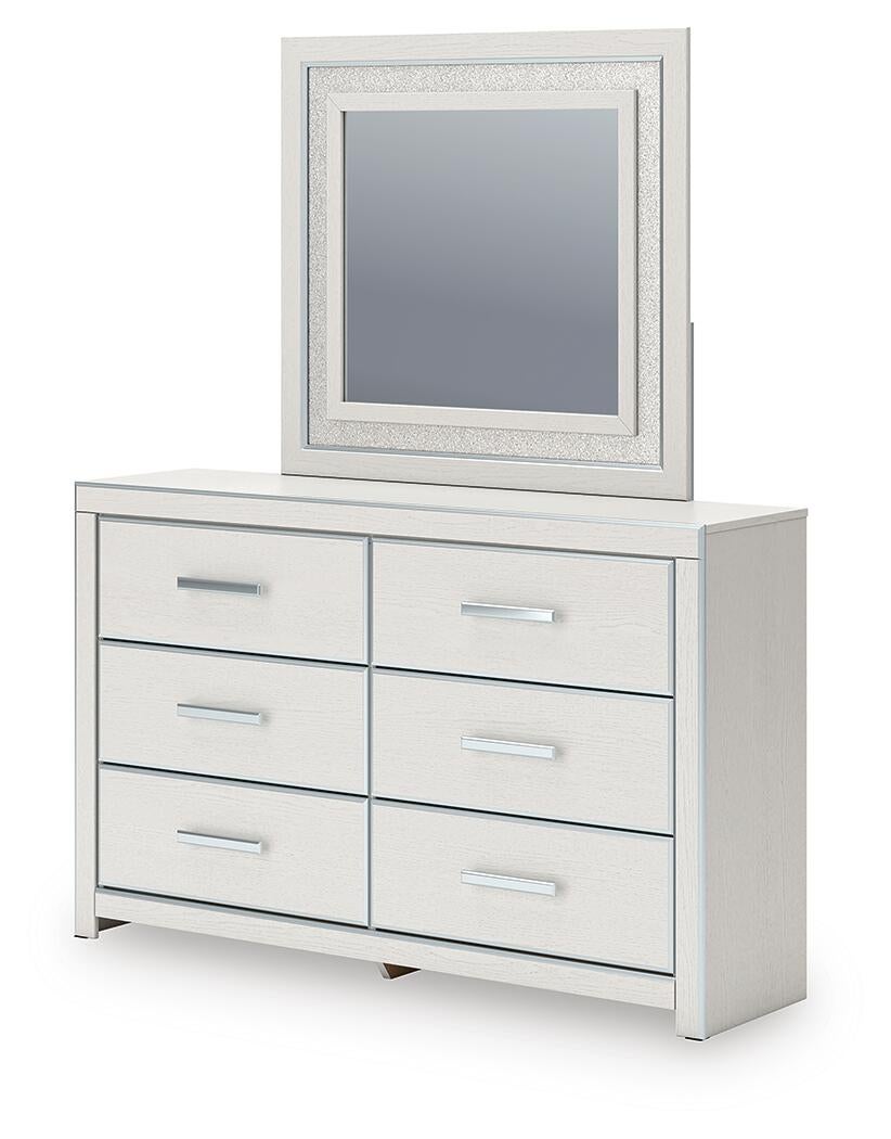 Zuraleus Queen Upholstered Panel Platform Storage Bed, Dresser, Mirror, Chest and Nightstand