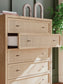 Cielden Full Upholstered Bed with Roll Slats, Dresser, Mirror, Chest and Nightstand