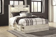Load image into Gallery viewer, Cambeck Queen Panel Bed with 4 Storage Drawers with Mirrored Dresser
