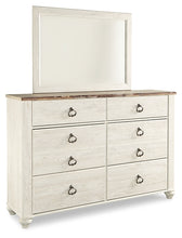 Load image into Gallery viewer, Willowton King/California King Panel Headboard with Mirrored Dresser, Chest and 2 Nightstands
