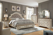 Load image into Gallery viewer, Realyn Queen Upholstered Bed with Mirrored Dresser
