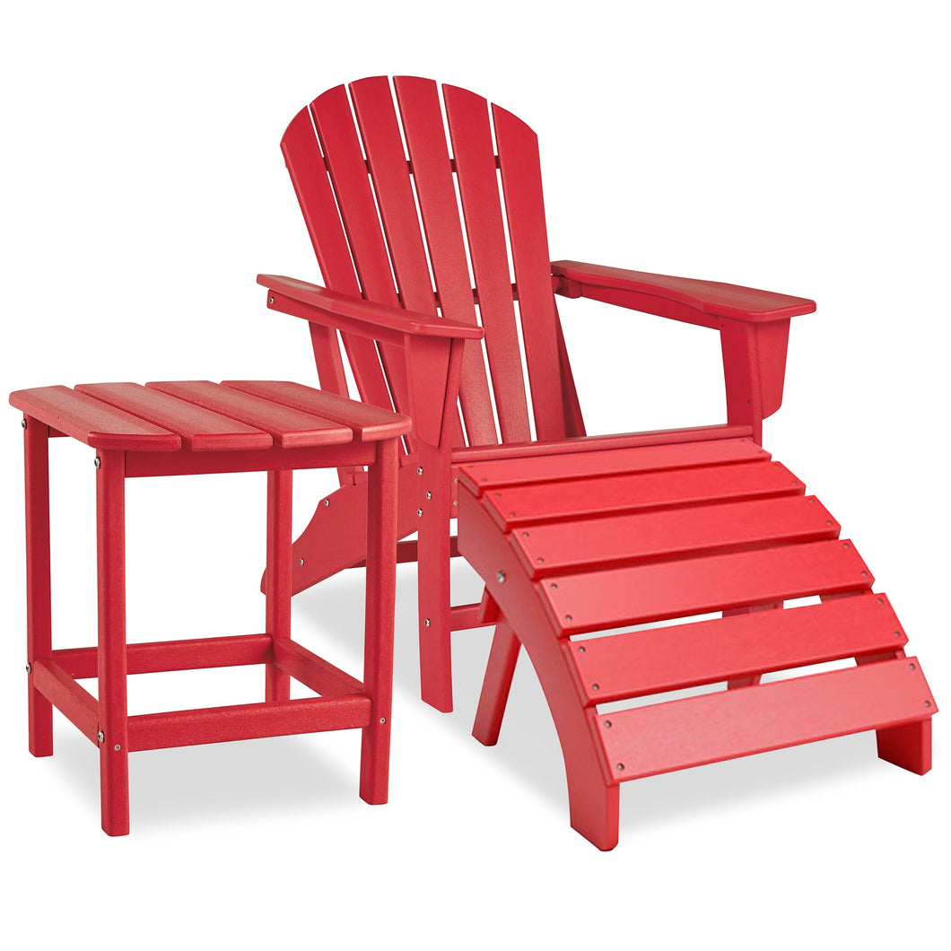 Sundown Treasure Outdoor Adirondack Chair and Ottoman with Side Table