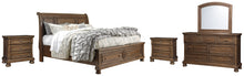 Load image into Gallery viewer, Flynnter  Sleigh Bed With 2 Storage Drawers With Mirrored Dresser And 2 Nightstands
